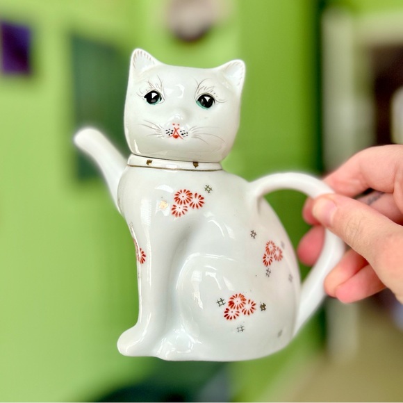 Oriental Kitty Cat Porcelain Vintage Collectible Kitchen Teapot Kettle Figurine - Picture 11 of 15